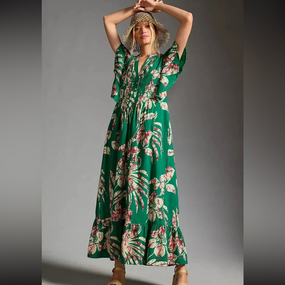 ANTHROPOLOGIE X MAEVE The Cassandra Maxi Dress "Raspberry" LARGE